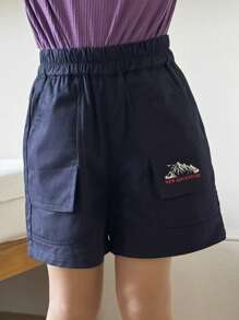 DAZY Young Boys Graphic Printed Shorts With Pockets - Navy Blue - View 5