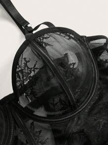 Vintage Palace Style Lace Bodystocking Plus Size Lingerie - Black - View 4