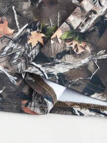 SHEIN Tween Girls Fall/Winter Back To School Fashionable And Versatile Vintage Tree Branch Camouflage Print Y2K Slim Fit Patchwork Color Block Camisole Tank Top - Multicolor - View 5