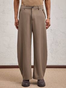 AKNOTIC Business Casual 男士卡其色翻盖口袋字母金属装饰编织休闲长款中腰 O 形环腰带裤，适合日常穿着、春夏季、度假、毕业礼物 - 卡其色 - 查看 2