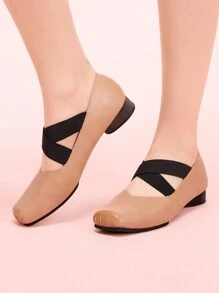 CUCCOO DOLLMOD Women's Square Toe Criss-Cross Strap Fashion High Heel Dress Pumps - Khaki - View 6