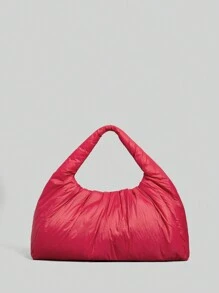 Ontre 女士纯色简约红色单肩包，休闲日常收纳手提包