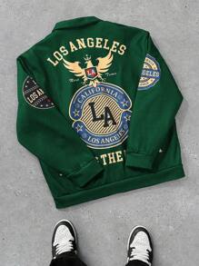 Aesthetic Post--Men's Front Zipper Letter Print Minimalist Casual Jacket