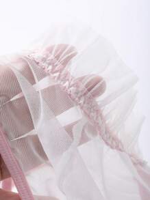 DAZY 2 件性感女士网眼拼布荷叶边蕾丝内衣套装 - 白色 - 查看 8