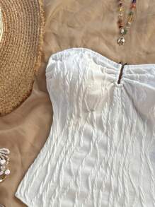 Soleia Women's White Vacation/Music Festival/Bohemian Bodysuit, Suitable For Holiday, Beach, Dating, Afternoon Tea In Spring/Summer For Valentine's Day