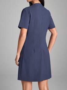 LYSMO 休闲条纹短袖收腰中长连衣裙