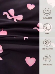 2/3件套印花床上用品套装，1件被套+1/2件枕套（不含被芯），柔软透气，时尚可爱，是卧室和宿舍装饰的理想之选，适用于单人床、双人床、大号床、特大号床，通过Oeko-Tex认证 - 彩色 - 查看 5