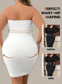 SHEIN 大码女士塑身胸部和腰部紧身连衣裙单品 - 白色 - 查看 2