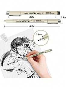 6件/9件/12件针管笔套装，漫画素描笔，水性颜料绘图笔，重返校园 - 黑色 - 查看 3