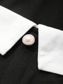 DAZY Women's Square Neck Color-Block Long Sleeve Fitted Dress Prom Dress Sundress,Fall Dress Elegant Women Dresses - Black and White - View 7