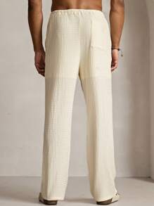 Manfinity VCAY Quần ống đứng dệt rộng rãi trẻ trung thường ngày cho nam - Màu be - Xem 4