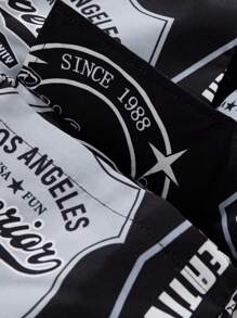 ROMWE MEN Street Life Men's Racing Print Cargo Shorts With 3D Pockets, Summer - Black - View 6