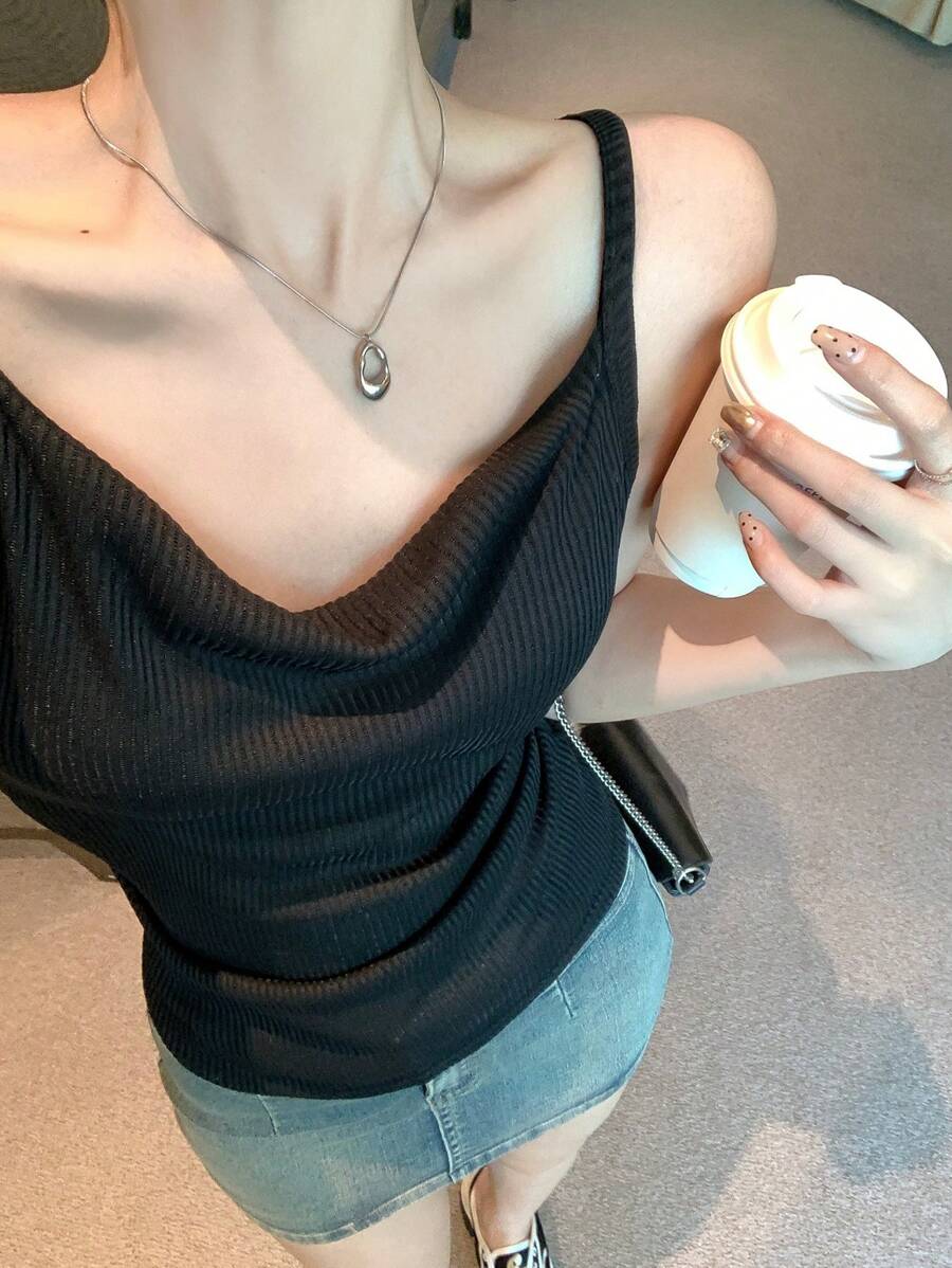 DAZY Women's Solid Color Scoop Neck Casual Camisole Summer Tank Tops