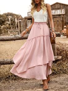 Breezaya 粉色浪漫飘逸荷叶边长裙 - 粉色 - 查看 4