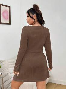 Solflare Valentine's Day,Ribbed Knit Tank Top And Long Sleeve Jacket Two Pieces Set - Grey - View 2