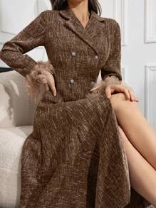Modelyn Women Casual Minimalist Dress For Everyday Wear Long Evening Dresses - Coffee Brown - View 3