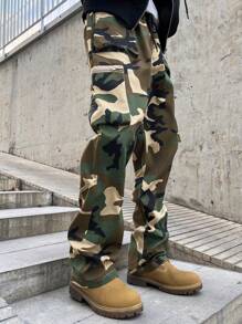 Manfinity EMRG Men's Camouflage Cargo Pants, Casual & Fashionable Daily Wear