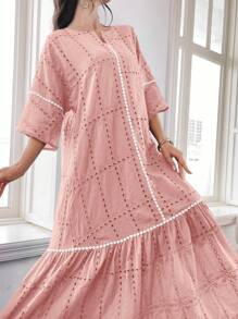 Al Najma 1 Pc Women's Casual Simple Arabian Style Dress, Suitable For Daily Wear - Pink - View 4