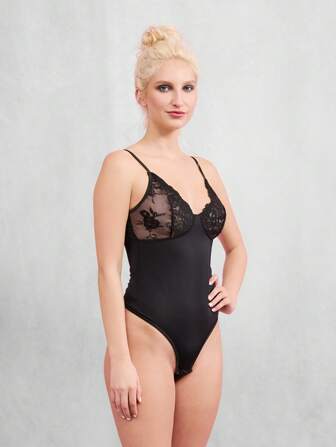 TryMe Tiefer Ausschnitt Spitze Formung Bodysuit Unterwäsche
