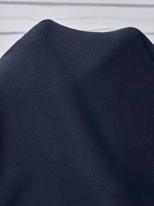 Tween Girl 休闲纯色针织和网眼拼布缎带阔腿裤 - 藏蓝色 - 查看 5