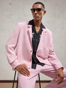 AKNOTIC Business Casual Áo khoác blazer nam dệt may vừa vặn, phù hợp mặc hàng ngày, quà tặng tốt nghiệp, cho mùa thu đông - Hồng - Xem 7