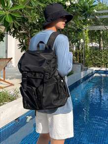 DAZY Men's Letter Print Long Sleeve T-Shirt, Blue, Spring/Summer - Blue - View 2