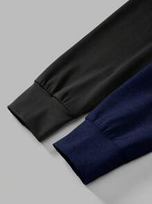 Slaydiva Autumn Casual Simple Hooded Zippered Black And Gray Coat Tops Slim Fit Color Matching Trousers Women's Two-Piece Set-H