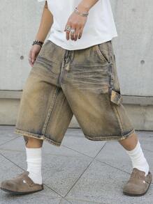 Manfinity EMRG Pantaloncini casual in jeans semplici e alla moda per uomo, per uso quotidiano
