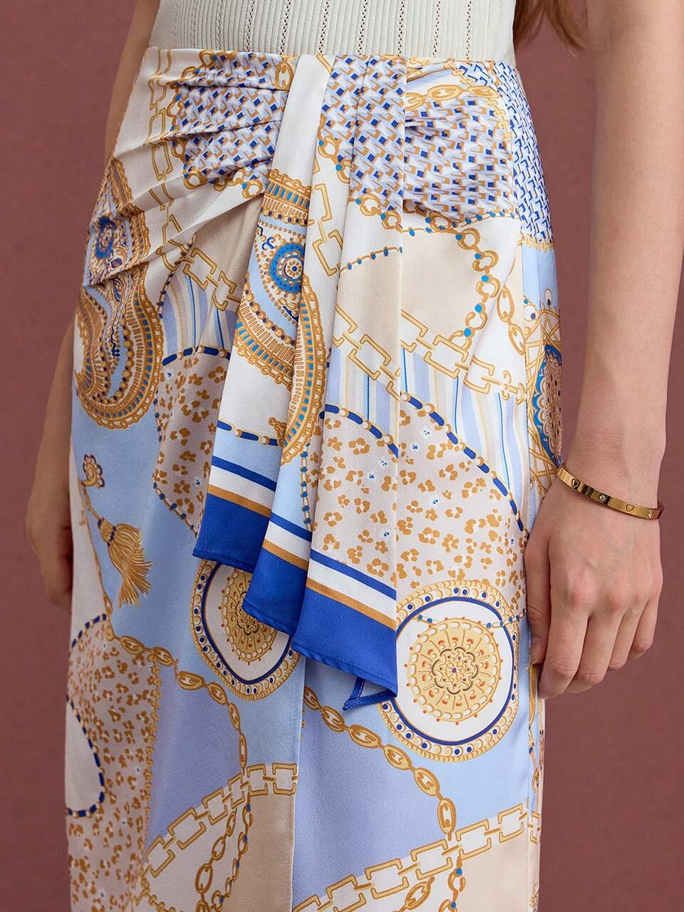 CHAIN PRINT PENCIL SKIRT