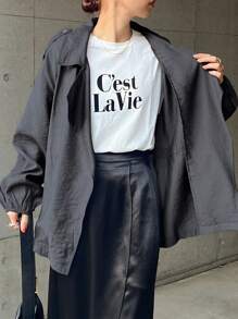 FRIFUL 女士纯色长袖宽松休闲常规夹克，秋季女装