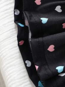 SHEIN Vestido negro de manga corta con estampado digital de corazones para bebé niña, apto para salidas, uso casual en casa y ocasiones de fiesta - Multicolor - Ver 7