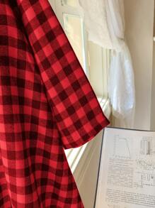 Blossori 年轻女孩优雅格子拼布梭织修身长袖连衣裙