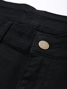 DAZY Jeans noirs unicolore décontractés pour hommes, mode minimaliste pour le port quotidien en tenue d'affaires pour l'automne - Noir - Voir 3