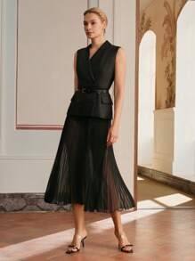 Anewsta Elaire Women's Mesh New New Year's Party A-Line Suit Black Jacket Old Money