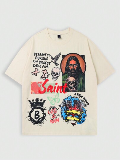 Street Life T-shirt graphique casual pour homme, simple et pour un porter quotidien