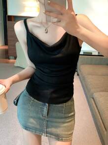 DAZY Women's Solid Color Scoop Neck Casual Camisole Summer Tank Tops