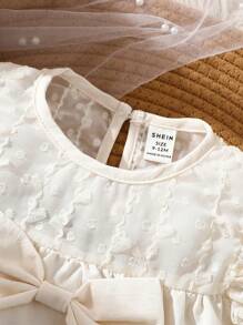 女婴柔软舒适可爱蝴蝶结蕾丝连体衣 - 彩色 - 查看 7