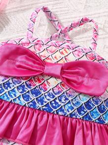 女婴美人鱼连体衣，休闲时尚，适合日常穿着 - 彩色 - 查看 3