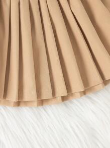 SHEIN Elladie kids Infant/Baby Girl Plain Color Pleated Skirt, New Fashion Comfortable Outdoor Classic Simple Design