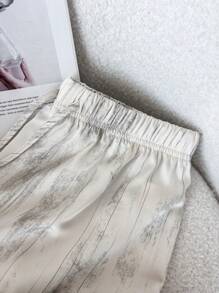 GlowEve Ink Painting Pattern Ice Silk Satin Wide Leg Loose Pants Fall Cloth For Women - Multicolor - View 5