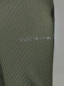 Musera Sport Under Bust Seam Detail Long Sleeve Fitted Playsuit ,Padel, Tennis, Pickleball Gym Fitness - Army Green - View 5