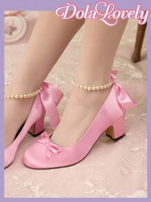 Dola Lovely Versatile Fashion 2024 New Mary Janes Velvet Round Toe Platform Chunky Heel Pumps Spring Shoes Spring Break Easter - Pink - View 9