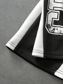 Coolane Kids Conjunto de dos piezas de suéter de manga larga estilo hip-hop con bloques de color negro y blanco y pantalón ancho de chándal, para niños preadolescentes en primavera/verano