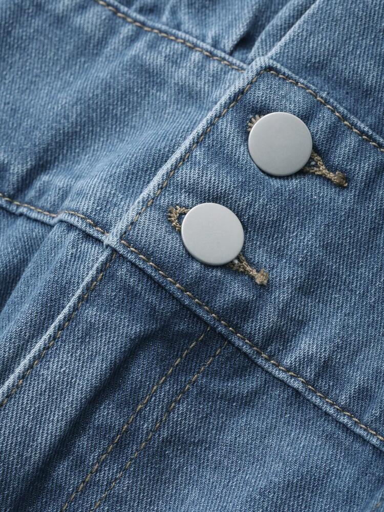 Women V-Neck Short Sleeve Fishtail Denim Dress