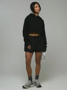 Musera Sport Kurzer Hoodie, für Padel, Tennis, Pickleball Gym Fitness - Schwarz - Übersicht 4