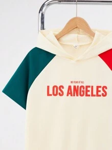 SHEIN Leap Crew 2pcs Set Teen Boys Casual Colorblock Patchwork Short Sleeve Shorts Set, Street Punk Rock Style For Daily Wear, Party, Music Festival, Spring & Summer - Multicolor - View 9