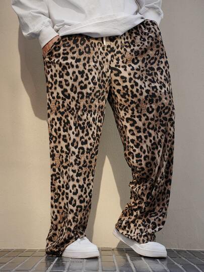 DAZY Pantalones de hombre de estampado de leopardo de colores múltiples, de moda, para todas las estaciones, verano y otoño