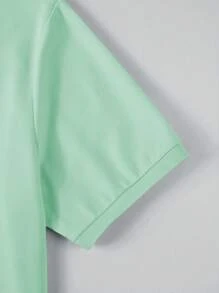 Manfinity Mode 男士韩版主播印花短袖休闲 Polo 衫 - 薄荷綠 - 查看 4