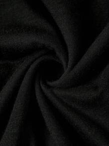 SHEIN Maternity 1pc Letter & Footprint Print Short Sleeve Slim Pregnant Women T-Shirt, Cotton - Black - View 3