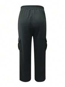 Men's Casual Versatile Solid Color Cargo Pants - Dark Grey - View 2